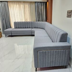 Modera U-Shaped Luxe Sectional in slate grey by Turtle Vine Interiors