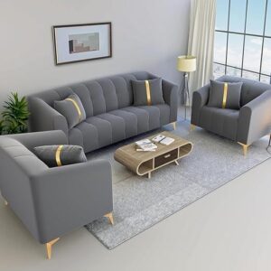 Luxury Sorrin Luxe Sofa Set in Grey by Turtle Vine Interiors