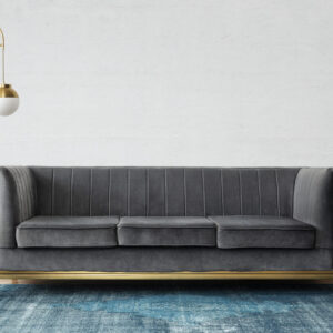 Luxury Velaris Velvet Sofa in black by Turtle Vine Interiors