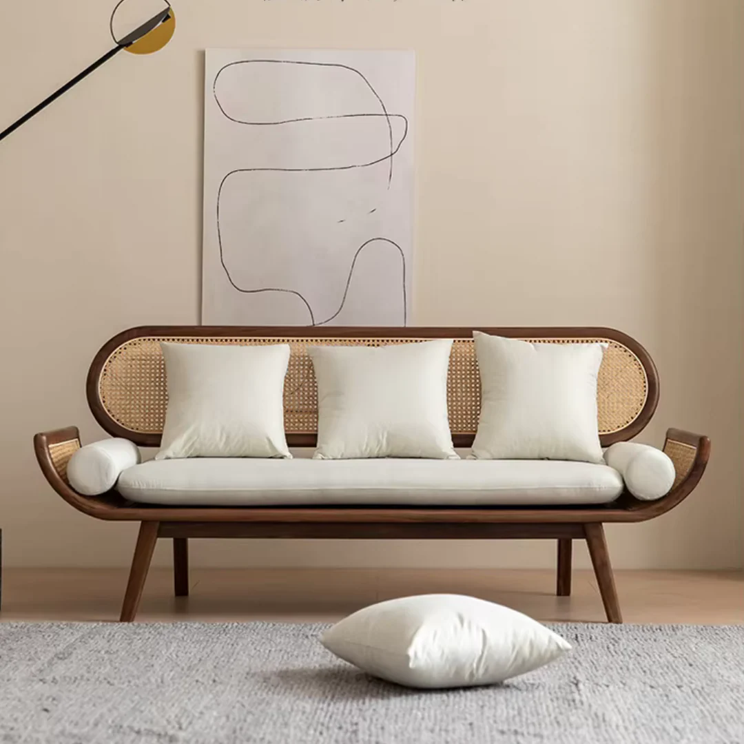 Elara Cane Accent Sofa in natural & cream by Turtle Vine Interiors
