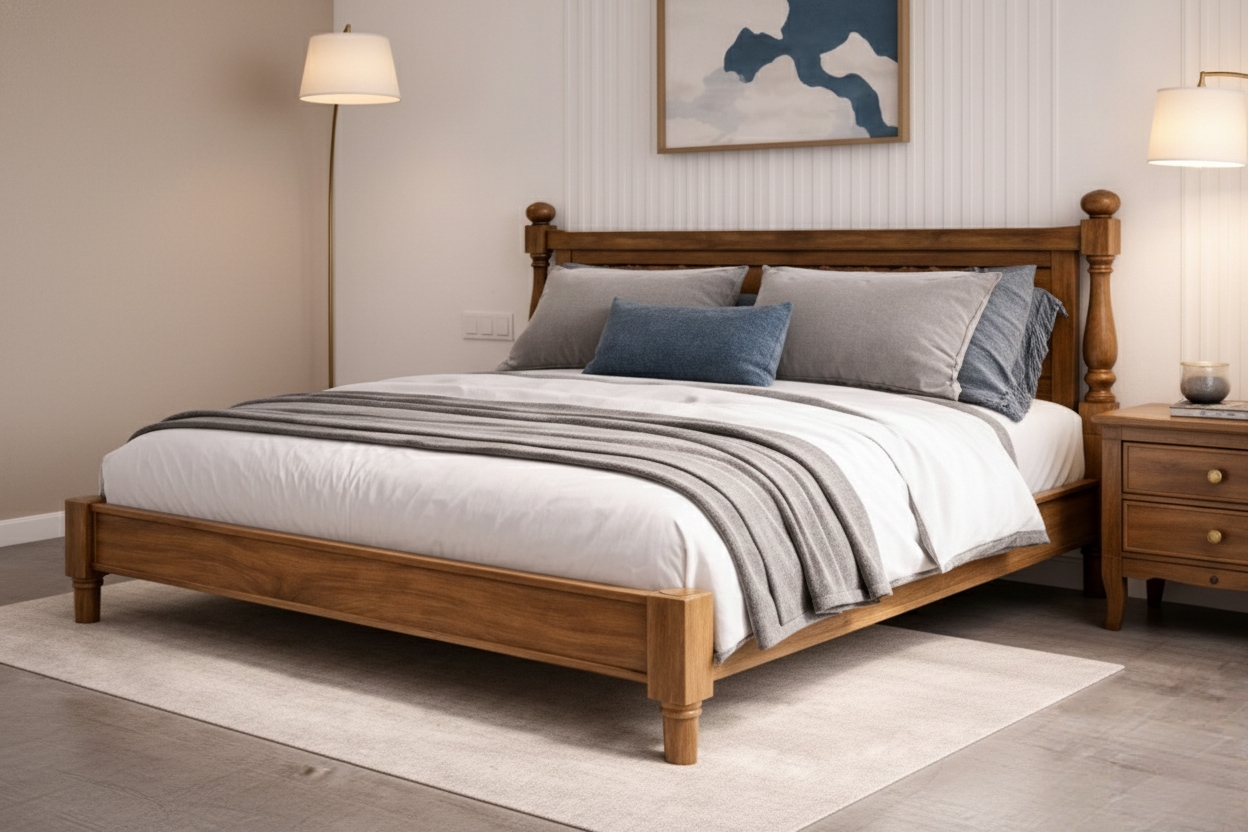 Luxury Rowan Heritage Bed in Walnut Finish by Turtle Vine Interiors
