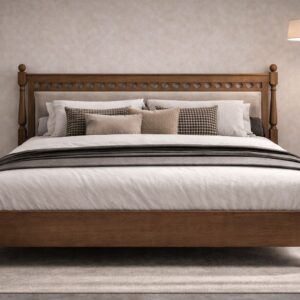 Luxury Lyra Ornate Wooden Bed in Antique Walnut by Turtle Vine Interiors